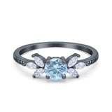 Art Deco Round Natural Stone Floral Ring