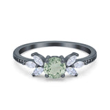 Art Deco Round Natural Stone Floral Ring