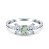 Art Deco Round Natural Stone Floral Ring