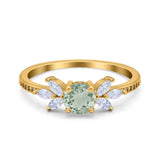 Art Deco Round Natural Stone Floral Ring