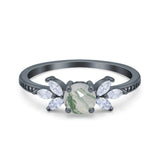 Art Deco Round Natural Stone Floral Ring
