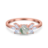 Art Deco Round Natural Stone Floral Ring