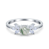 Art Deco Round Natural Stone Floral Ring