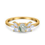 Art Deco Round Natural Stone Floral Ring