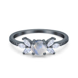 Art Deco Round Natural Stone Floral Ring