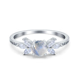 Art Deco Round Natural Stone Floral Ring