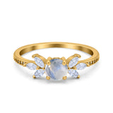 Art Deco Round Natural Stone Floral Ring
