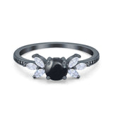 Art Deco Round Natural Stone Floral Ring