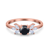 Art Deco Round Natural Stone Floral Ring