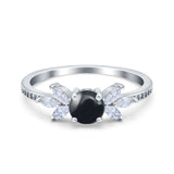 Art Deco Round Natural Stone Floral Ring
