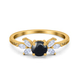 Art Deco Round Natural Stone Floral Ring