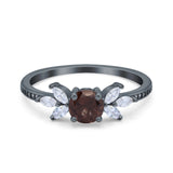 Art Deco Round Natural Stone Floral Ring