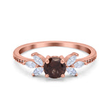 Art Deco Round Natural Stone Floral Ring