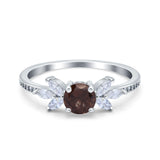 Art Deco Round Natural Stone Floral Ring