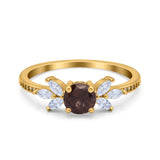 Art Deco Round Natural Stone Floral Ring