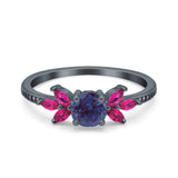 Art Deco Round Natural Stone Floral Ring