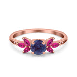 Art Deco Round Natural Stone Floral Ring