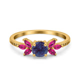 Art Deco Round Natural Stone Floral Ring