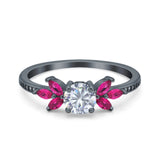 Art Deco Round Natural Stone Floral Ring