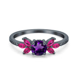 Art Deco Round Natural Stone Floral Ring