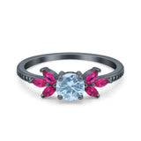 Art Deco Round Natural Stone Floral Ring