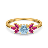 Art Deco Round Natural Stone Floral Ring