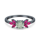 Art Deco Round Natural Stone Floral Ring