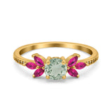 Art Deco Round Natural Stone Floral Ring