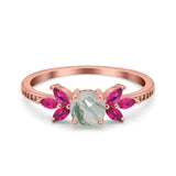 Art Deco Round Natural Stone Floral Ring