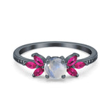 Art Deco Round Natural Stone Floral Ring