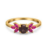 Art Deco Round Natural Stone Floral Ring