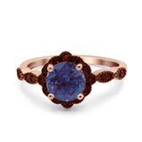 Art Deco Round Natural Stone Floral Ring