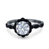 Art Deco Round Natural Stone Floral Ring