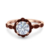 Art Deco Round Natural Stone Floral Ring