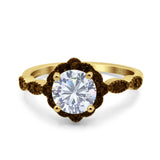 Art Deco Round Natural Stone Floral Ring