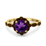 Art Deco Round Natural Stone Floral Ring