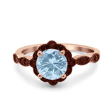 Art Deco Round Natural Stone Floral Ring