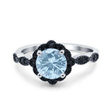 Art Deco Round Natural Stone Floral Ring