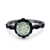 Art Deco Round Natural Stone Floral Ring