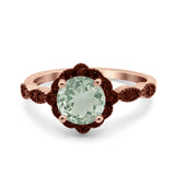 Art Deco Round Natural Stone Floral Ring