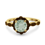Art Deco Round Natural Stone Floral Ring