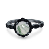 Art Deco Round Natural Stone Floral Ring