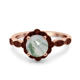 Art Deco Round Natural Stone Floral Ring