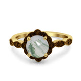 Art Deco Round Natural Stone Floral Ring
