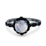 Art Deco Round Natural Stone Floral Ring