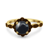 Art Deco Round Natural Stone Floral Ring