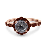 Art Deco Round Natural Stone Floral Ring