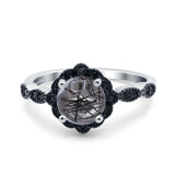 Art Deco Round Natural Stone Floral Ring