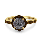 Art Deco Round Natural Stone Floral Ring