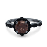 Art Deco Round Natural Stone Floral Ring